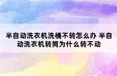 半自动洗衣机洗桶不转怎么办 半自动洗衣机转筒为什么转不动